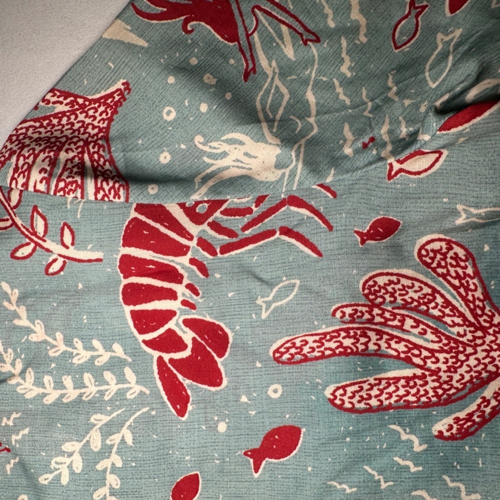 Tombolo Hawaiian Shirt Small French Blue Organic Tencel Mardi Gras Cabana Lounge - Picture 14 of 16